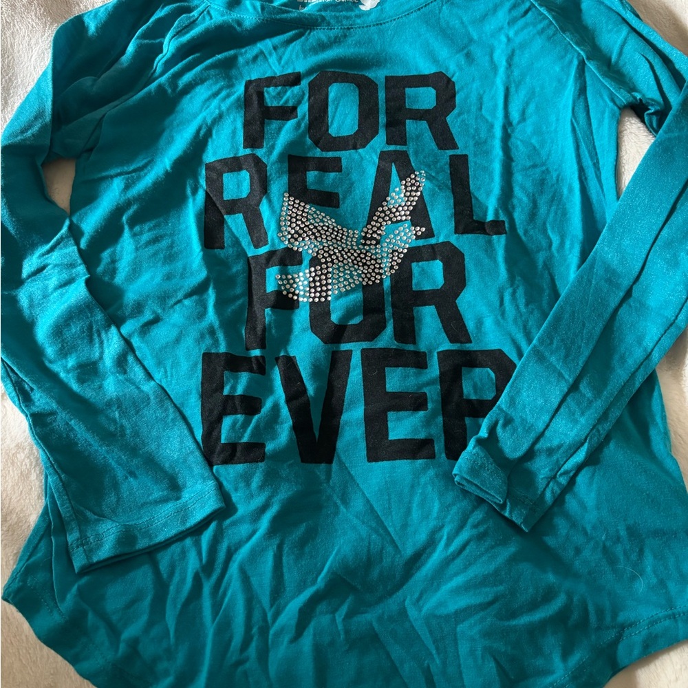 Selena Gomez Blue and Black Long Sleeve Tee